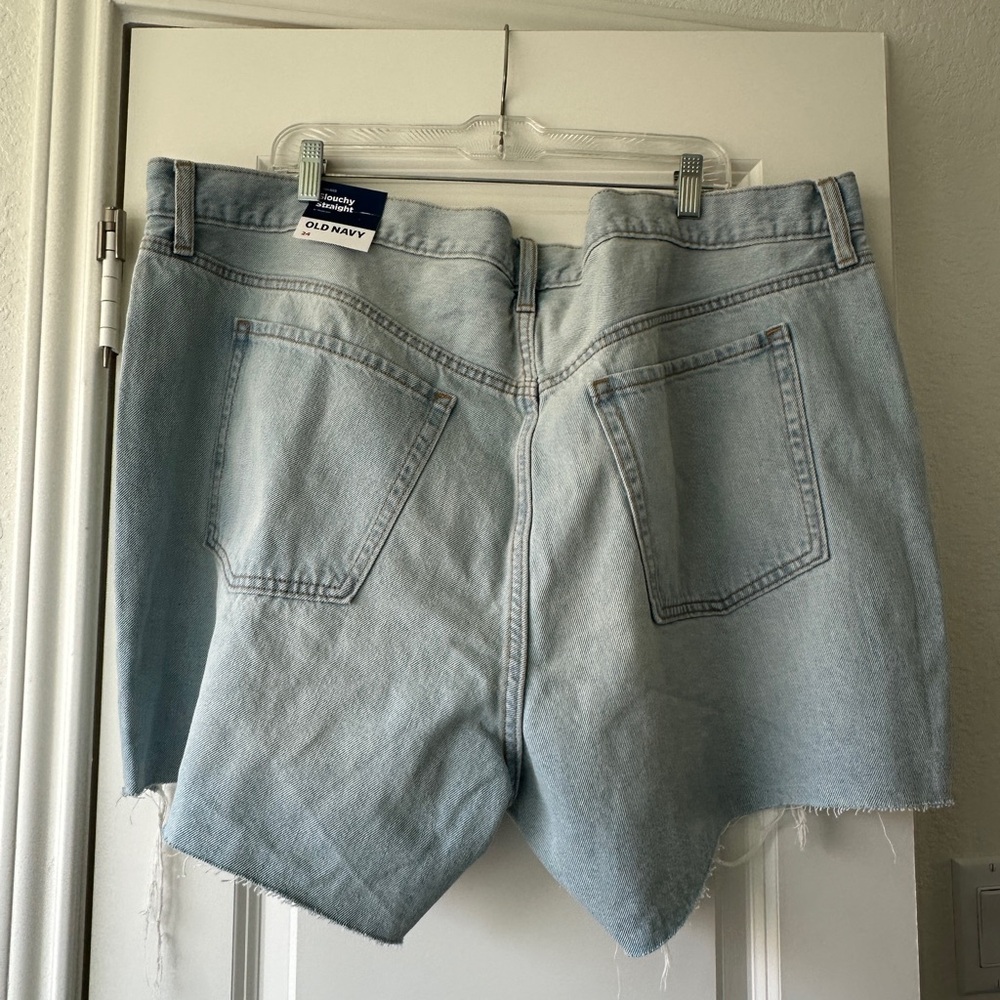 Old Navy Womens High Rise Slouchy Straight Jean Shorts Light Wash‎ NWT Summer - Picture 6 of 8